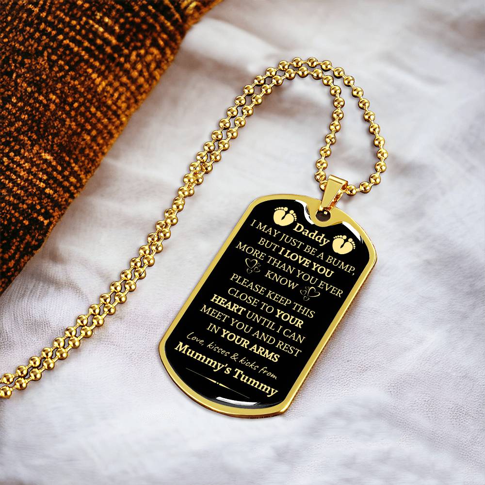 Daddy-I Love You-From Mummy's Tummy-Dog Tag Necklace - Army Tag Necklace, Dog Tag Necklace