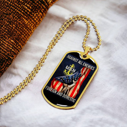 Against All Enemies Dog Tag - Army Tag Necklace, Dog Tag Necklace