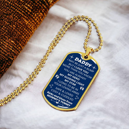 Bump Gift - Gift For New Dad - Birthday Gift - New Dad Gift From Mommy's Tummy - New Dad Gift From Wife - Daddy Gift - Army Tag Necklace, Dog Tag Necklace