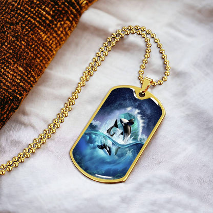 Dolphins right - Army Tag Necklace, Dog Tag Necklace