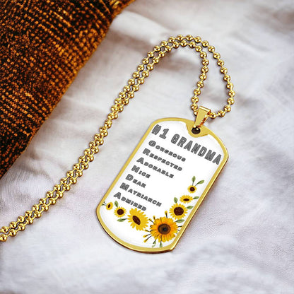 #1 Grandma Personalized Dogtag Necklace White Mothers Day Gift - Army Tag Necklace, Dog Tag Necklace