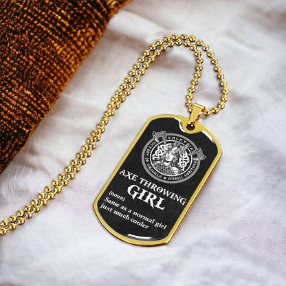 AXE THROWING GIRL - PREMIUM DOGTAG - Army Tag Necklace, Dog Tag Necklace