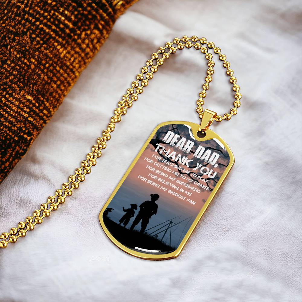 Dear Dad Thank You - Army Tag Necklace, Dog Tag Necklace