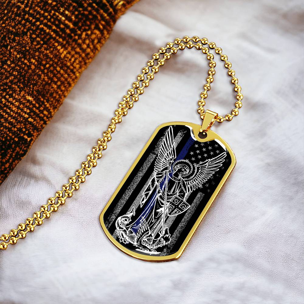 Dog Tag Necklace - Saint Michael - Saint Pendant - Catholic Saint - Talisman - Angel - Saint Of War - Archangel - Gift For Michael - Army Tag Necklace, Dog Tag Necklace