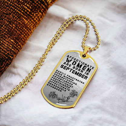 Affectionate Women Are Born In September Luxury Necklace With Dog Tag Silver - Army Tag Necklace, Dog Tag Necklace