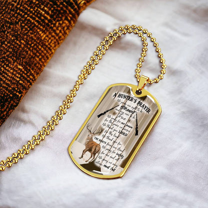 A Hunter's Prayer Dog Tag Pendant - Army Tag Necklace, Dog Tag Necklace