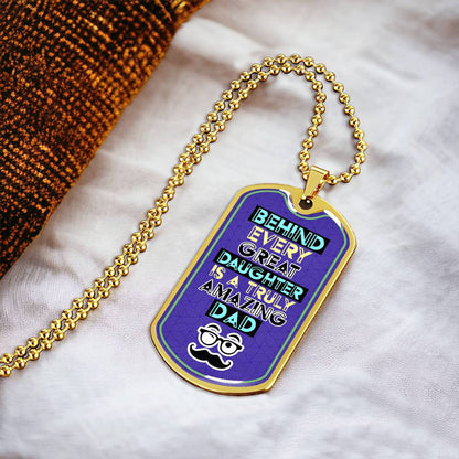 Amazing Dad Dog Dag Necklace, Luxury Dog Tag, Gift For Dad From Daughter - Army Tag Necklace, Dog Tag Necklace