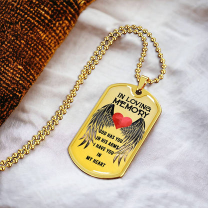 Family In Loving Memory Luxury Dog Tag Necklace With Back Engraving - Army Tag Necklace, Dog Tag Necklace