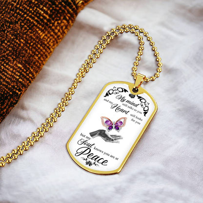 Custom Stainless Steel Necklace With Butterfly - Women Personalized Necklace - Best Gift For Girlfriend - Army Tag Necklace, Dog Tag Necklace