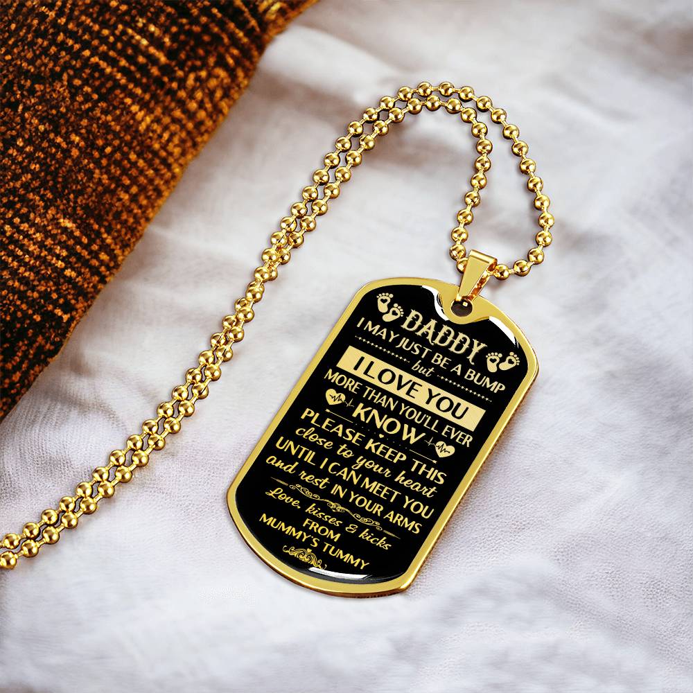 Daddy's Gift From Mommy's Tummy - Father's Day Gift - Daddy Gift - Dog Tag Necklace For New Dad - Pregnancy Gift - Bump Gifts - Army Tag Necklace, Dog Tag Necklace