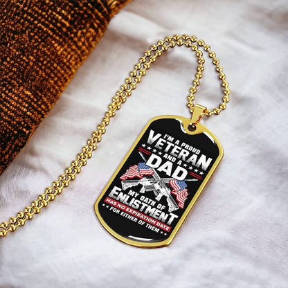 Veterans Dad Gift, Military Dog Tag, Engraved Necklace, Veteran Gift, Custom Dog Tags, Military Gift Ideas - Army Tag Necklace, Dog Tag Necklace