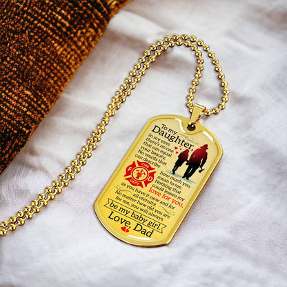 Firefighter Daughter Necklace - Firefighter Mom Necklace Gift - Firefighter Gift - Gift For Daughter - Gift From Father - Army Tag Necklace, Dog Tag Necklace