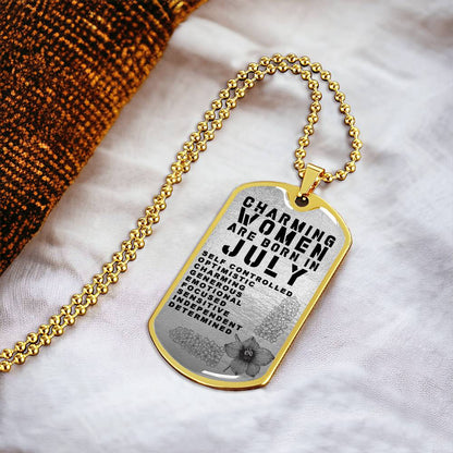 Charming Women Are Born In July Luxury Necklace With Dog Tag Silver - Army Tag Necklace, Dog Tag Necklace