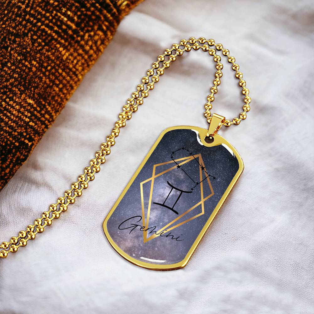 Gemini Galaxy Personalized Dog Tag Necklace - Army Tag Necklace, Dog Tag Necklace