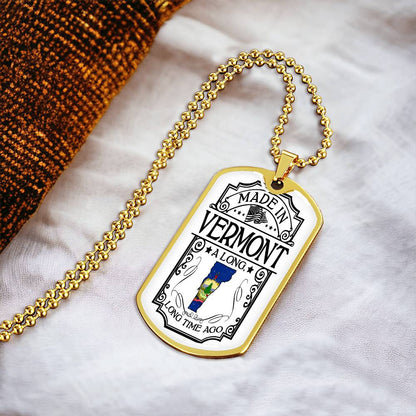 Vermont Necklace • State Necklace • Vermont State Necklace • Home State Necklace • Personalized State Necklace - Army Tag Necklace, Dog Tag Necklace