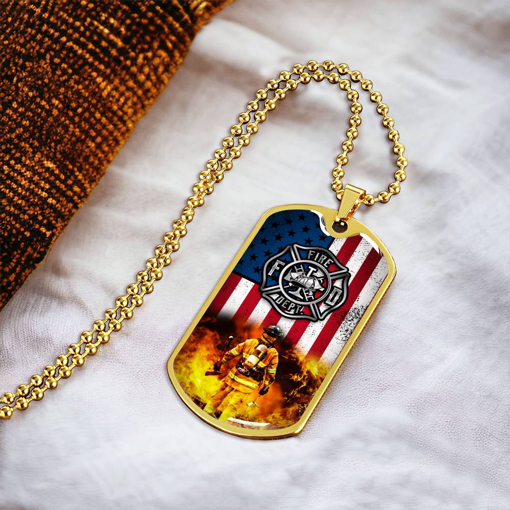 Firefighter Dog Tag Pendant Necklace gifts Engraved Fireman's Dog Tag Engraved Firefighter Dog Tag Firefighter Dog Tags - Army Tag Necklace, Dog Tag Necklace
