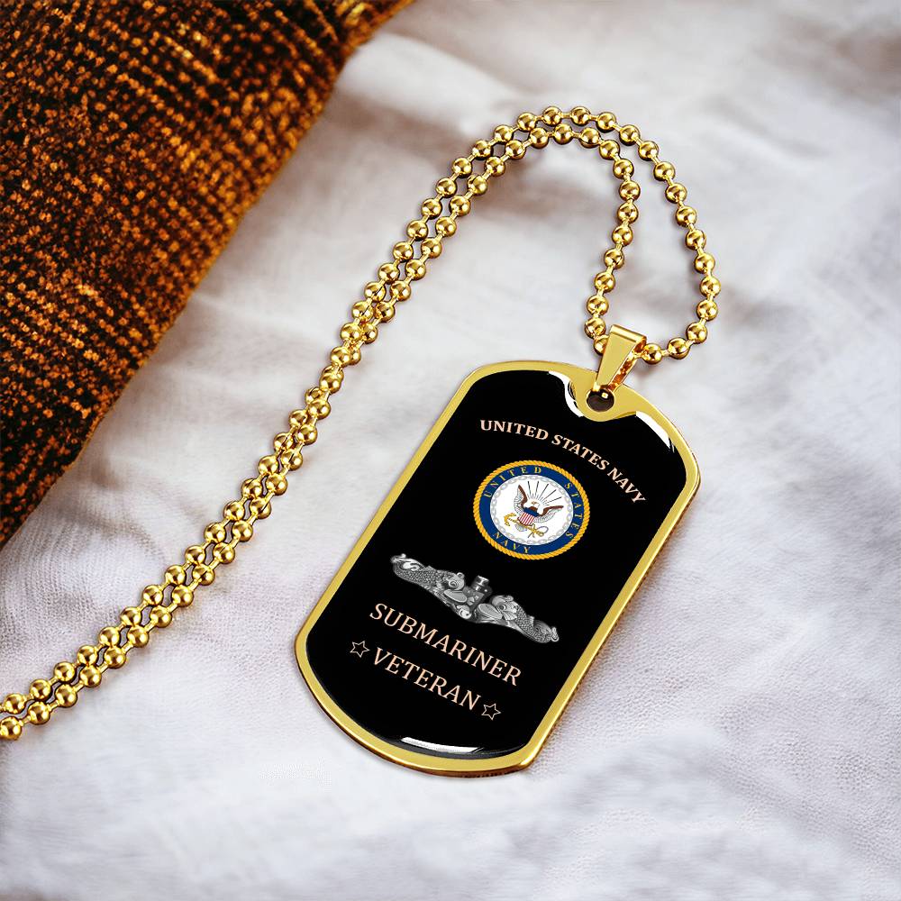 United States Navy Submariner - Veteran - Army Tag Necklace, Dog Tag Necklace