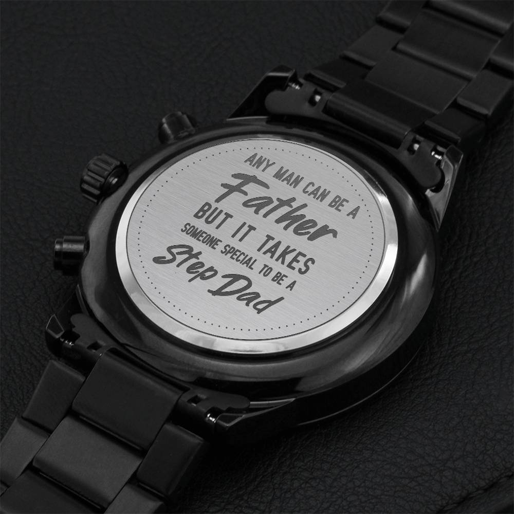 Engraved Black Chronograph Watch - Fathers Day Message 2 Engraving Chronograph Watch