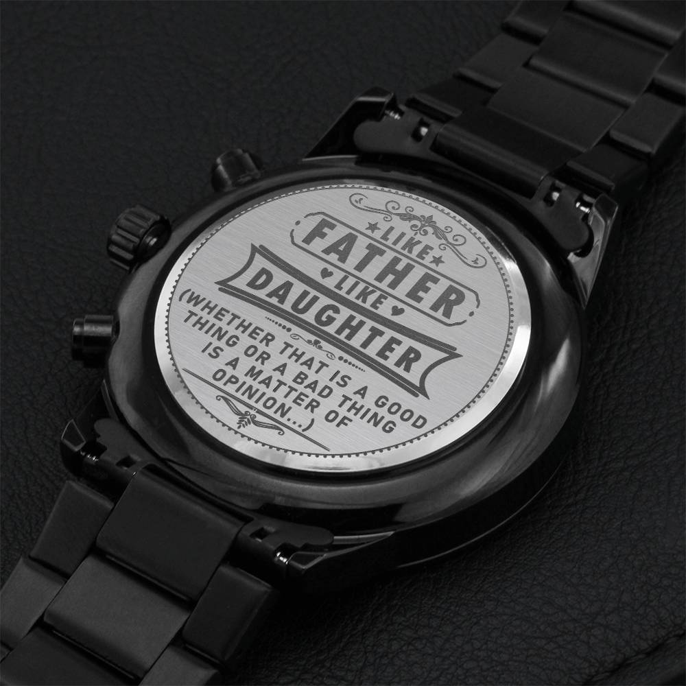 Engraved Design Black Chronograph Watch Engraving Chronograph Watch