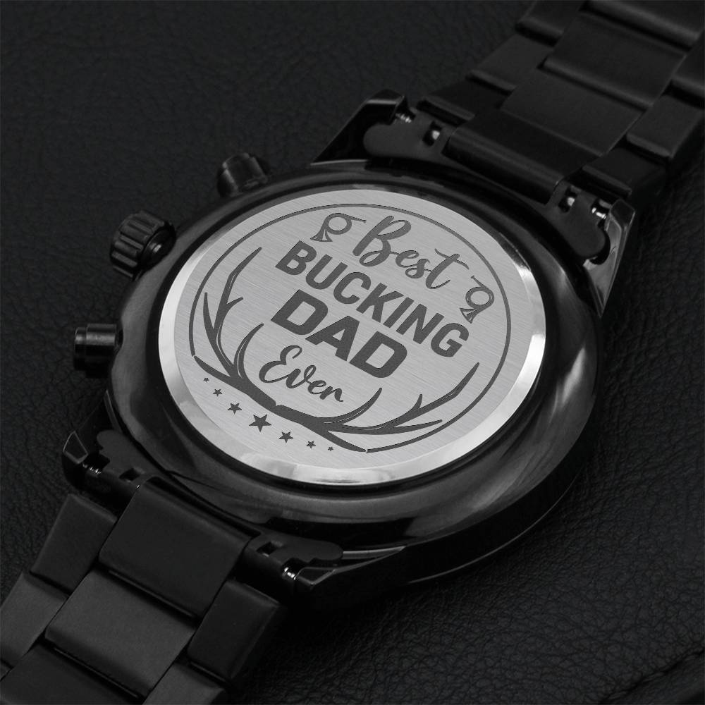 Black Chronograph Watch For Your Bucking Dad Engraving Chronograph Watch