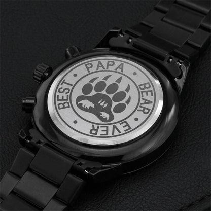 Best Papa Bear Ever Engraved Watch 1 Engraving Chronograph Watch