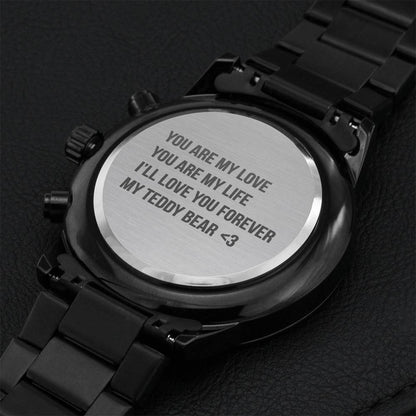 Fathers Day Gift For Him Engraving Chronograph Watch