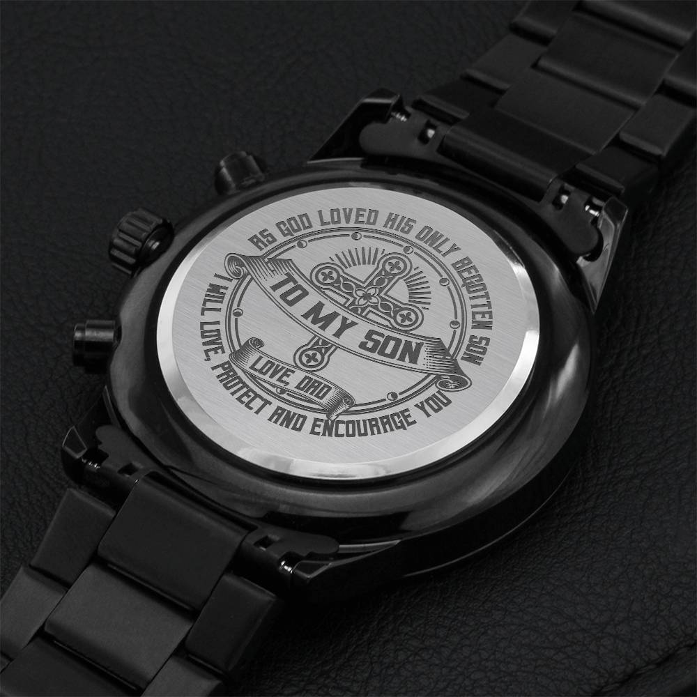 Father Son Engraved Gift Watch Engraving Chronograph Watch