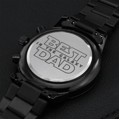 Best Dad In The Galaxy Engraving Chronograph Watch