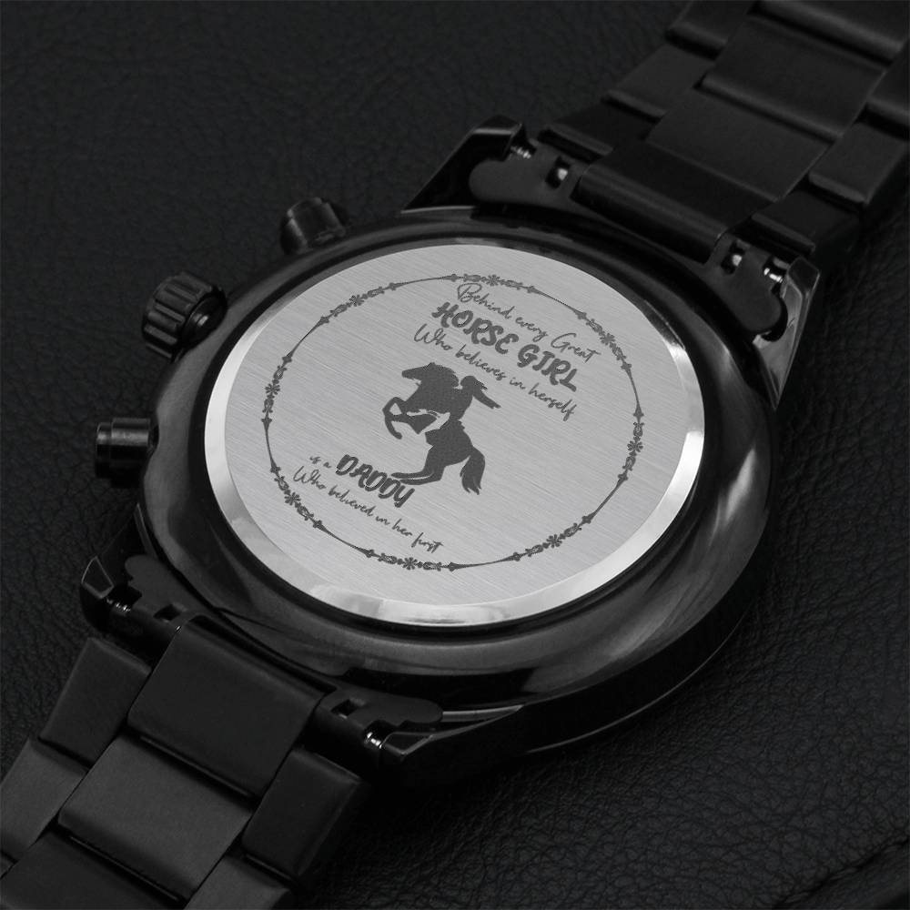 Behind Every Great Horse Girl Engraving Chronograph Watch
