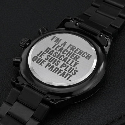 French Teacher Watch Engraving Chronograph Watch