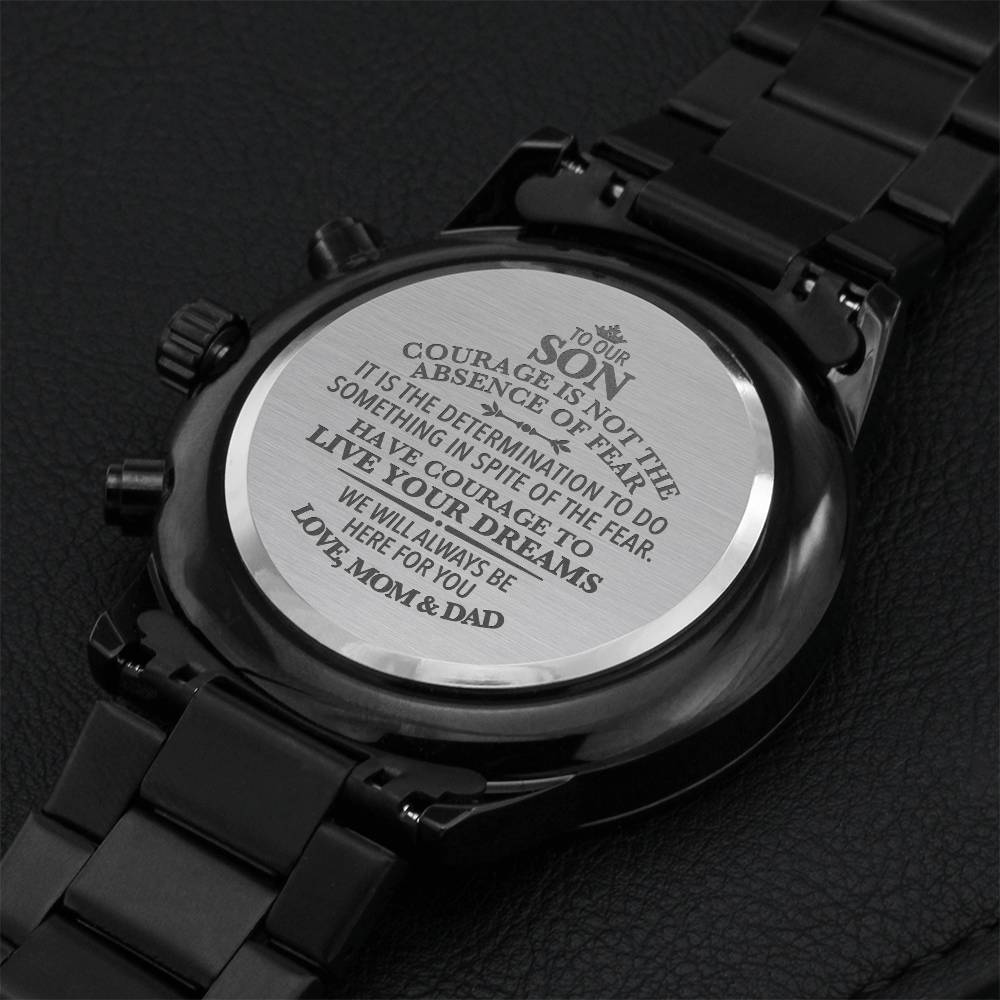 To Our Son Courage Watch - From Mom & Dad Engraving Chronograph Watch