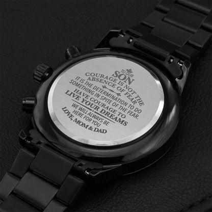 To Our Son Courage Watch - From Mom & Dad Engraving Chronograph Watch
