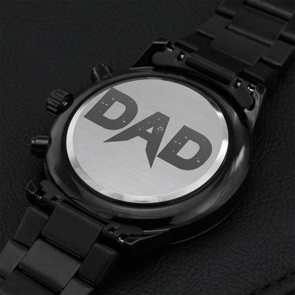 Engraved Design Black Chronograph Watch For Dad Engraving Chronograph Watch