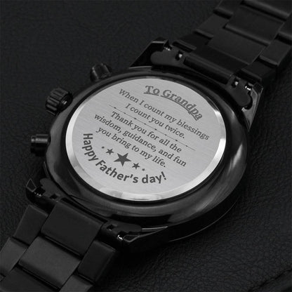 Gift For Fathers Day - Unique Gift For My Funny Grandpa Engraving Chronograph Watch