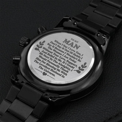 Engraved Gift For Husband - Chronograph Watch Engraving Chronograph Watch