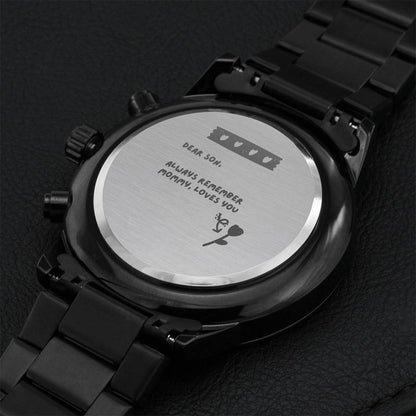 Gift For Him Custom Fonts Mens Watch Steel Watch Engraved Watch Customize Watch Husband Dad Fiancé Engraving Chronograph Watch