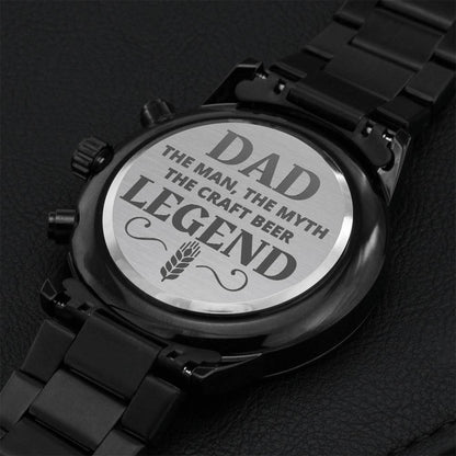 Dad The Man The Myth The Craft Beer Legend Engraving Chronograph Watch
