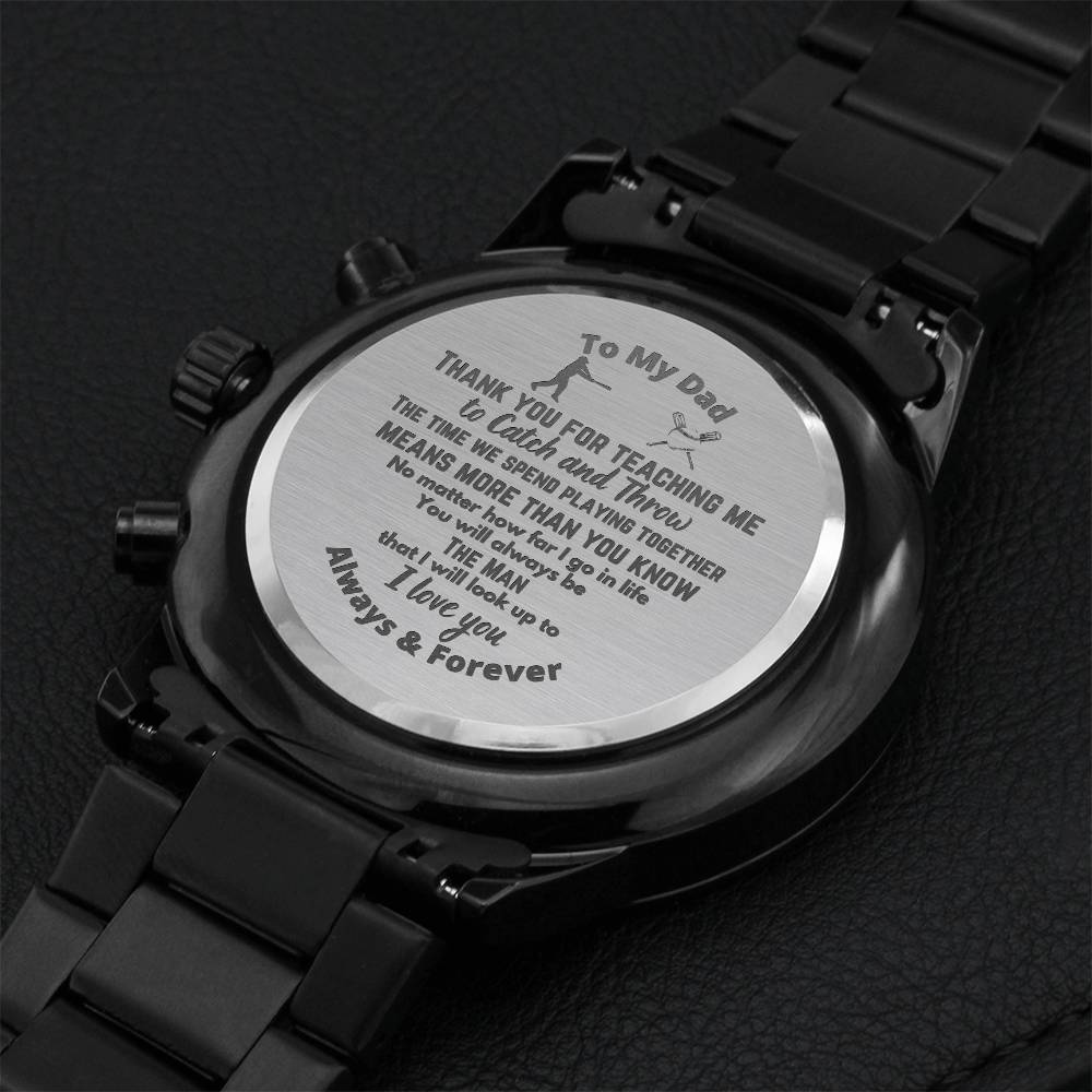 Baseball Dad Watch Engraving Chronograph Watch