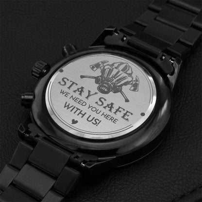 Firefighter Gift From Family Engraving Chronograph Watch