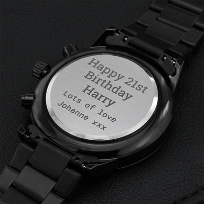 Customize Happy 21st Birthday Lots Of Love Watch Engraving Chronograph Watch