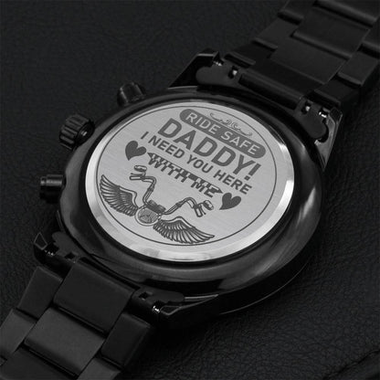 Customize Watch Watch For Dad Customize Gift For Biker Dads Biker Gifts Biking Dad Gift From Son & Daughter Engraved Watch For Bikers Engraving Chronograph Watch