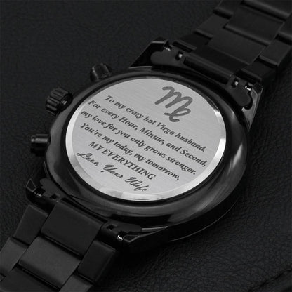 Virgo Husband Stainless Steel Watch Engraving Chronograph Watch