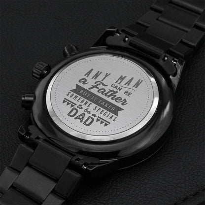 Engraved Black Chronograph Watch - Fathers Day Message 1 Engraving Chronograph Watch