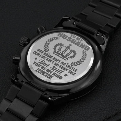 You're My King Forever Engraving Chronograph Watch
