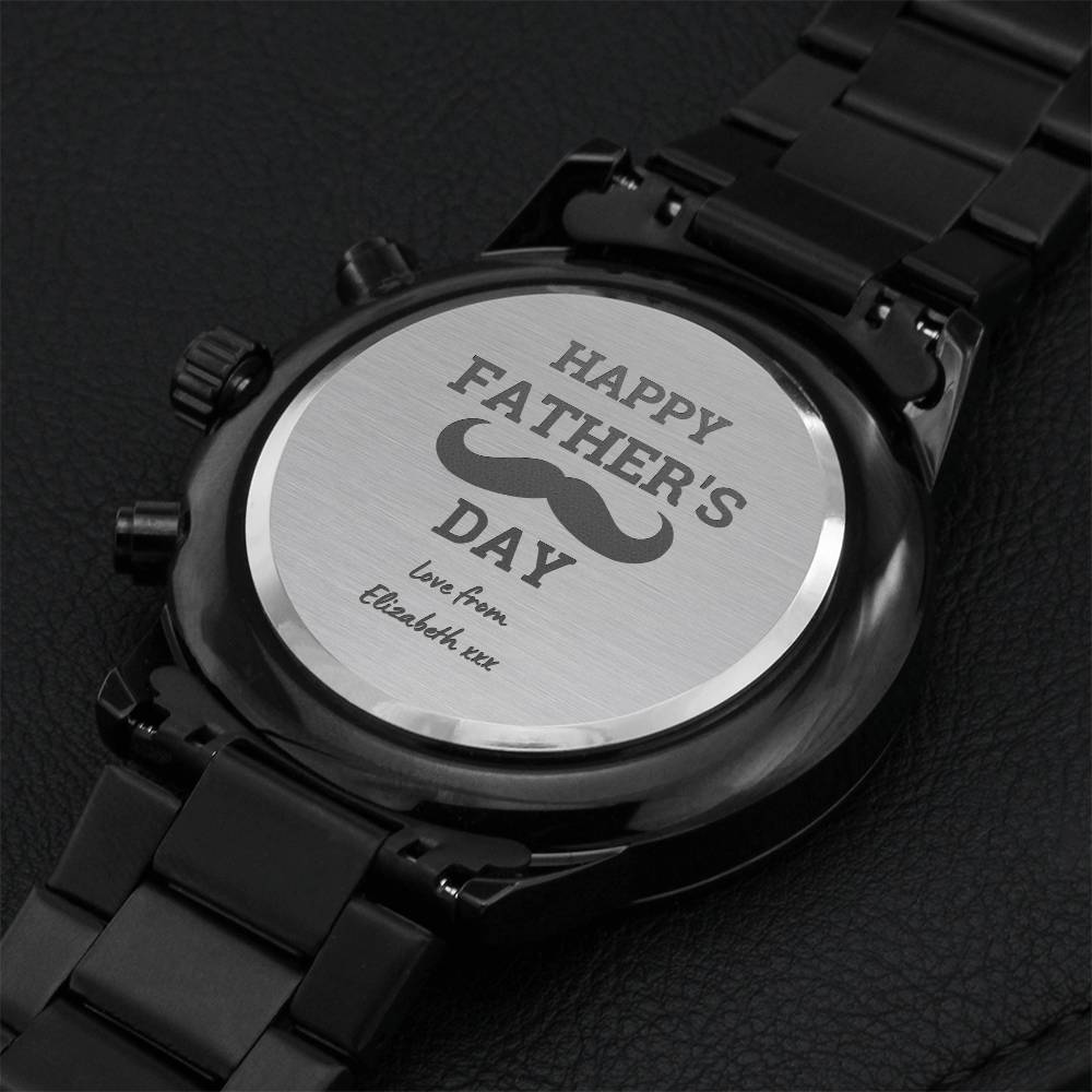 Customize Happy Father's Day Mustache Watch Engraving Chronograph Watch