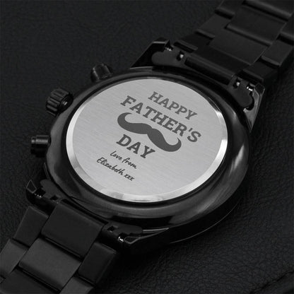 Customize Happy Father's Day Mustache Watch Engraving Chronograph Watch