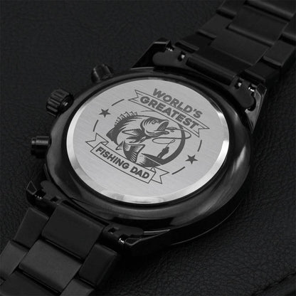 World's Greatest Fishing Dad Watch Engraving Chronograph Watch