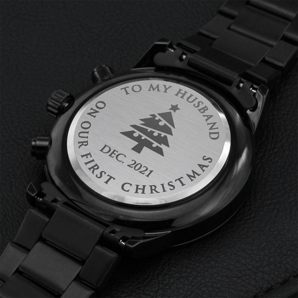 First Christmas Husband's Engraved Luxury Chronograph Watch Engraving Chronograph Watch