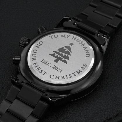 First Christmas Husband's Engraved Luxury Chronograph Watch Engraving Chronograph Watch
