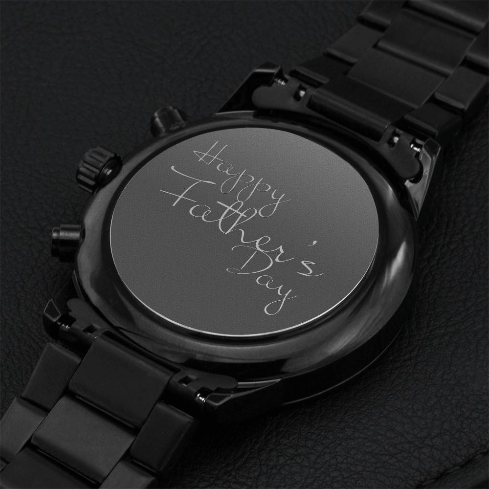 Eminent Customized Black Chronograph Watch Engraving Chronograph Watch